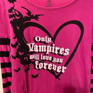 Pink and black long sleeve cotton top